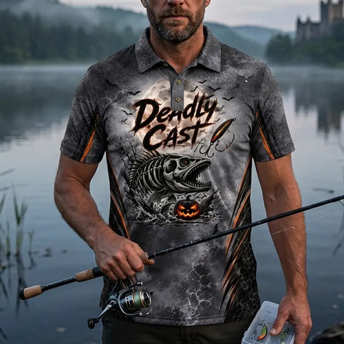 Deadly Cast Halloween 3D Fishing Polo Shirt