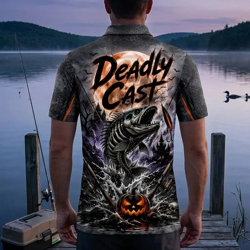 Deadly Cast Halloween 3D Fishing Polo Shirt