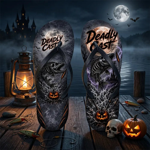 Deadly Cast Halloween Fishing Flip Flops