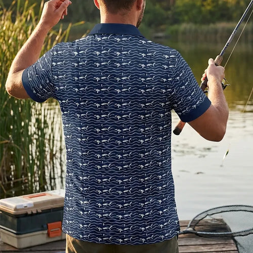 Deep Sea Shark Print Fishing Hawaiian Shirt