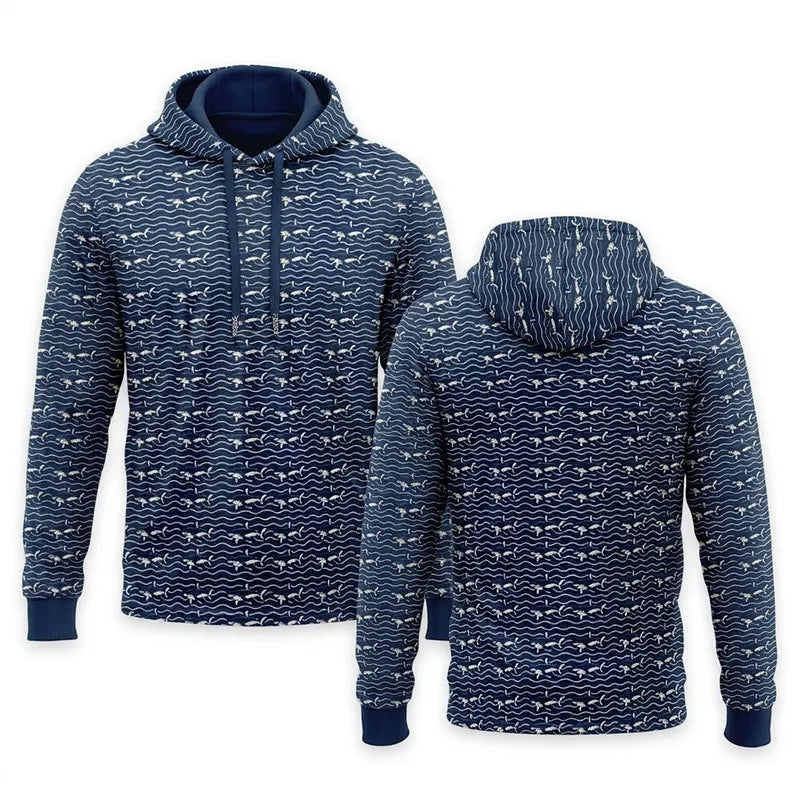 Deep Sea Shark Print Fishing Hoodie