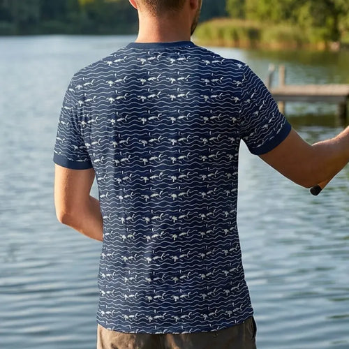 Deep Sea Shark Print Fishing T-Shirt