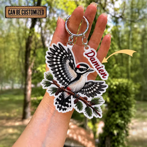 Personalized Bird Shaped Embroidered Keychain Tag