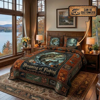 Dreaming of Fishing Bass Fishing Quilt Bedding Set