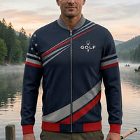 Drive Focus Conquer Patriotic Golf Bomber Jacket