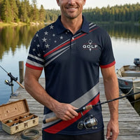 Drive Focus Conquer Patriotic Golf Polo Shirt