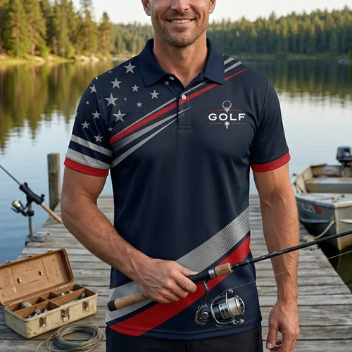 Drive Focus Conquer Patriotic Golf Polo Shirt