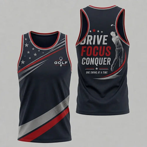 Drive Focus Conquer Patriotic Golf Tank Top