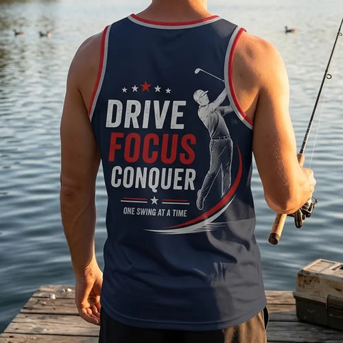 Drive Focus Conquer Patriotic Golf Tank Top
