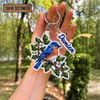 Personalized Bird Shaped Embroidered Keychain Tag