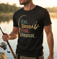 Eat Sleep Fish Repeat Retro Fishing T-Shirt