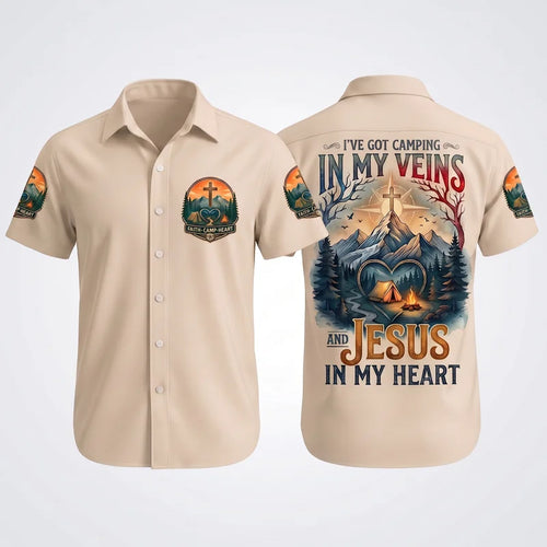 Faith Camp Heart Christian Camping Hawaiian Shirt
