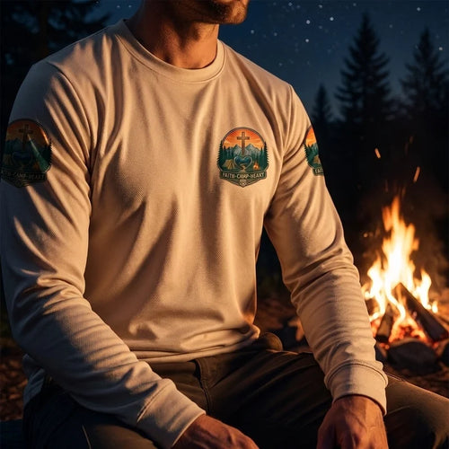 Faith Camp Heart Christian Camping Long Sleeve Shirt
