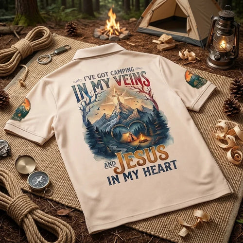 Faith Camp Heart Christian Camping Polo Shirt