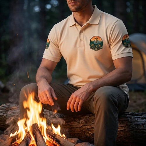 Faith Camp Heart Christian Camping Polo Shirt