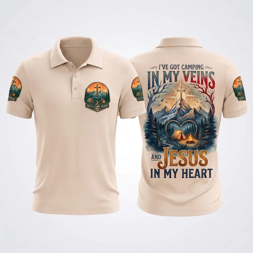 Faith Camp Heart Christian Camping Polo Shirt