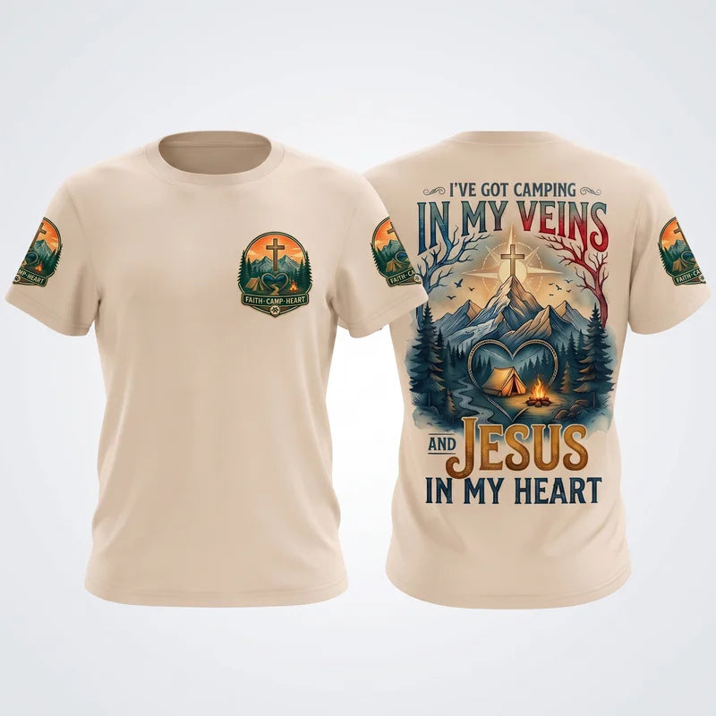 Faith Camp Heart Christian Camping T-Shirt
