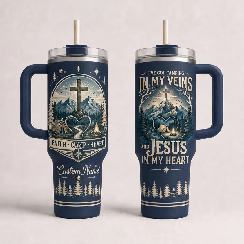 Faith Camp Heart Christian Camping Tumbler 2026