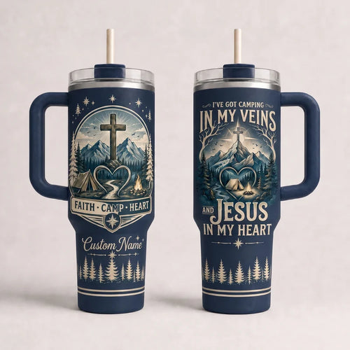 Faith Camp Heart Christian Camping Tumbler