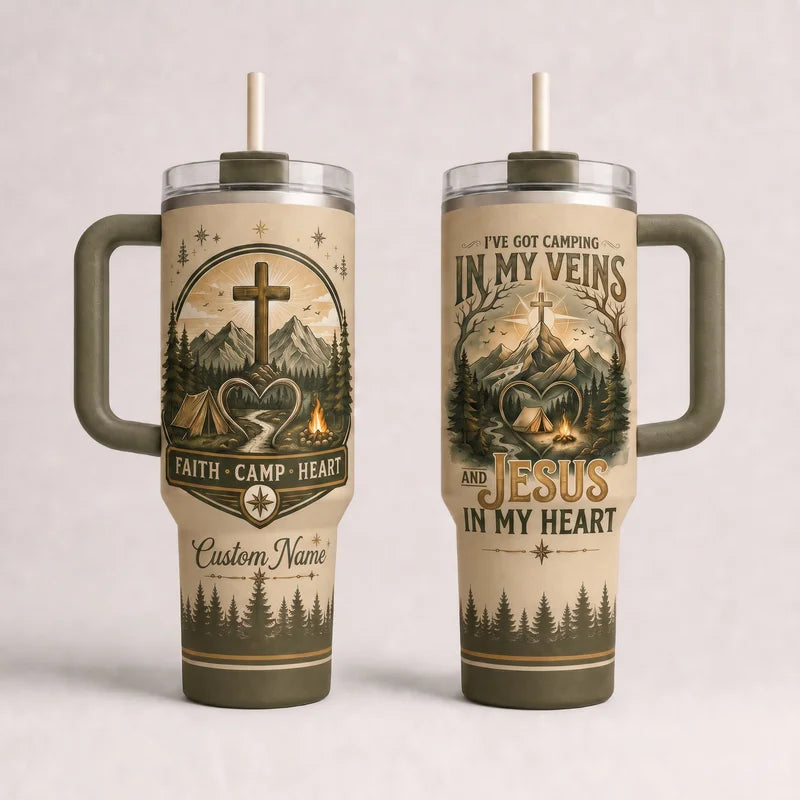 Faith Camp Heart Christian Camping Tumbler 2026