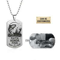 Faith Honor Fish Personalized Dog Tag Necklace