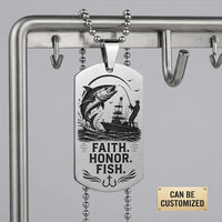 Faith Honor Fish Personalized Dog Tag Necklace