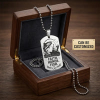 Faith Honor Fish Personalized Dog Tag Necklace