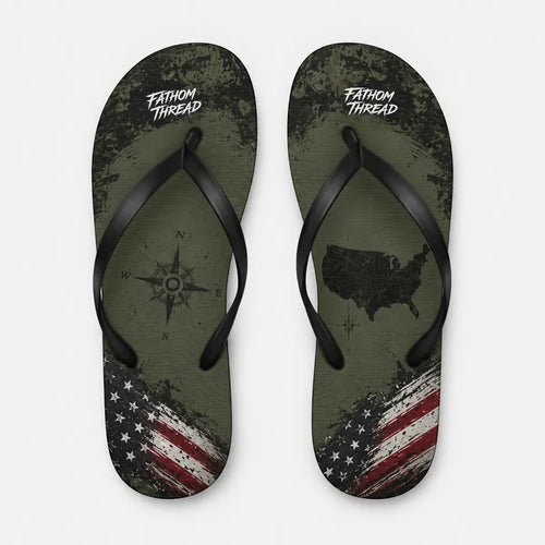 Fathom Thread Camo Topographic Map Outdoor Flip Flops