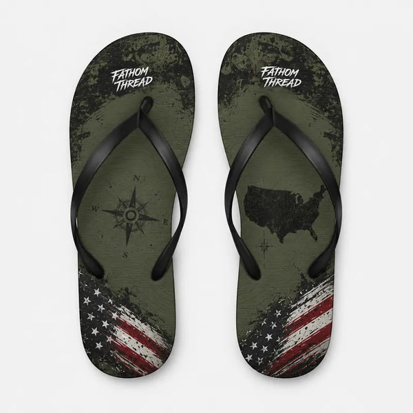 Fathom Thread Camo Topographic Map Outdoor Flip Flops 2026