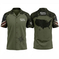 Fathom Thread Camo Topographic Map Outdoor Hawaiian Shirt