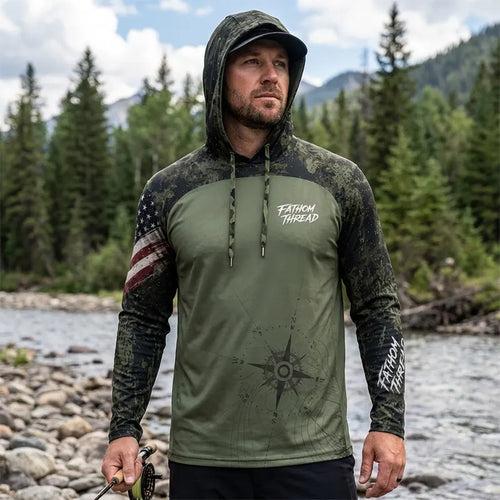 Fathom Thread Camo Topographic Map Outdoor Hoodie