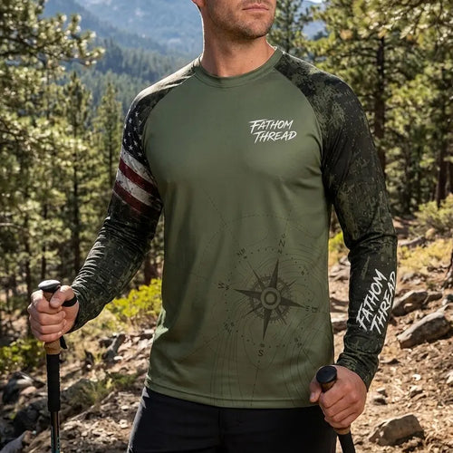 Fathom Thread Camo Topographic Map Outdoor Long Sleeve Shirt