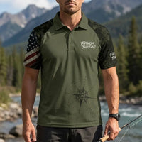 Fathom Thread Camo Topographic Map Outdoor Polo Shirt