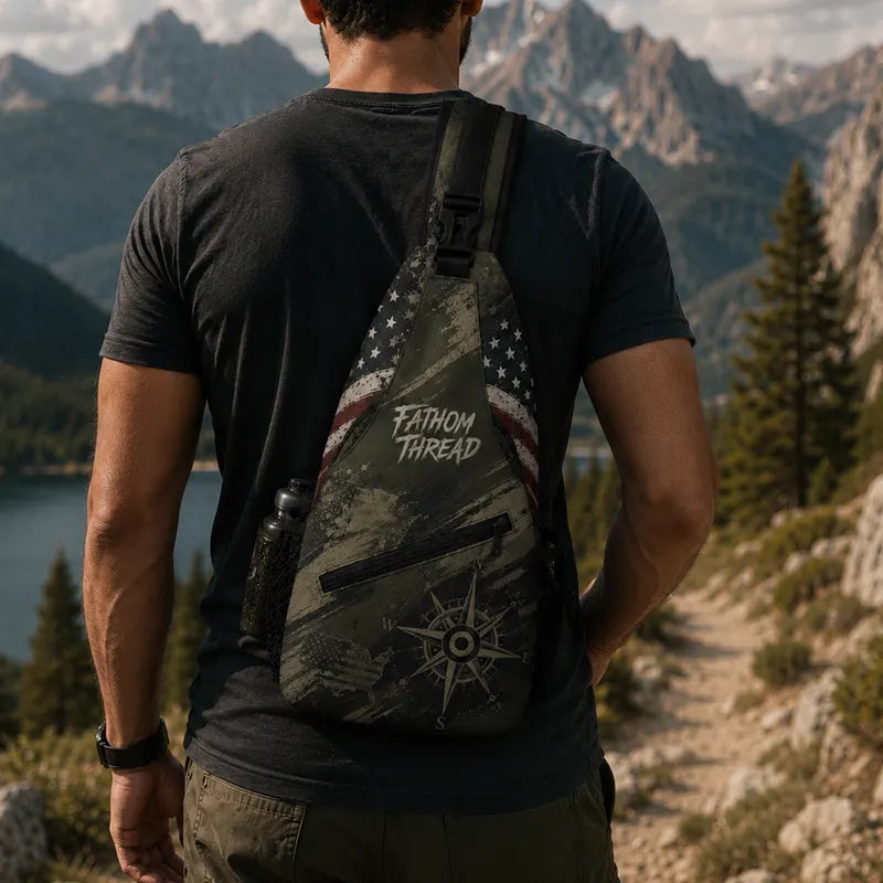 Fathom Thread Camo Topographic Map Outdoor Sling Bag 2026
