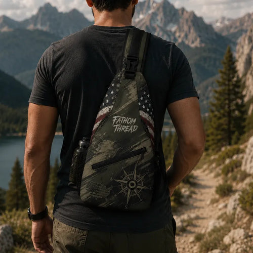 Fathom Thread Camo Topographic Map Outdoor Sling Bag