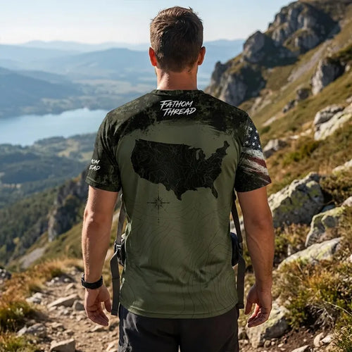 Fathom Thread Camo Topographic Map Outdoor T-Shirt