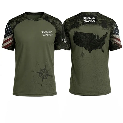 Fathom Thread Camo Topographic Map Outdoor T-Shirt