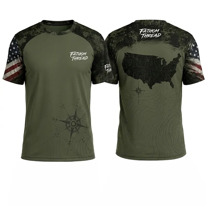 Fathom Thread Camo Topographic Map Outdoor T-Shirt
