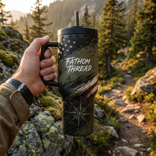 Fathom Thread Camo Topographic Map Outdoor Tumbler
