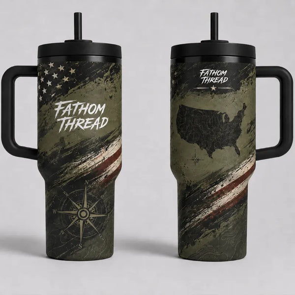 Fathom Thread Camo Topographic Map Outdoor Tumbler