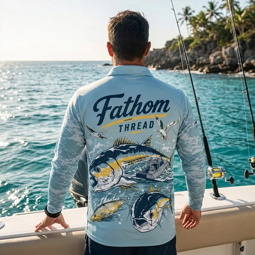 Fathom Thread Ocean Fishing Polo Long Sleeve Shirt