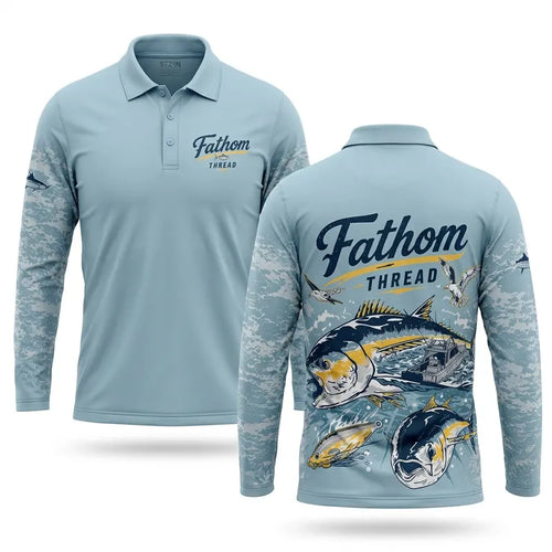Fathom Thread Ocean Fishing Polo Long Sleeve Shirt