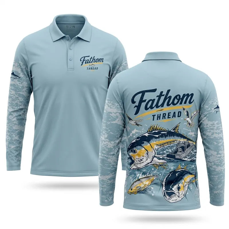 Fathom Thread Ocean Fishing Polo Long Sleeve Shirt