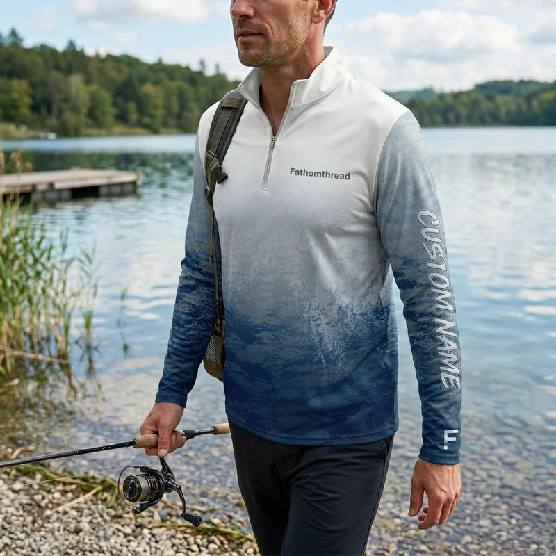 Fathom Thread Personalized Ocean Fishing Zip Long Sleeve Shirt 2026