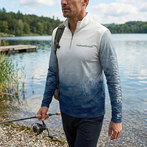 Fathom Thread Personalized Ocean Fishing Zip Long Sleeve Shirt