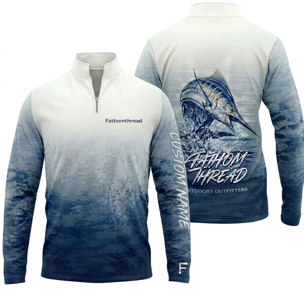 Fathom Thread Personalized Ocean Fishing Zip Long Sleeve Shirt
