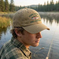 Fish Around And Find Trout Fishing Embroidered Cap