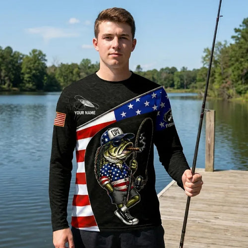 Fish Life American Bass Fishing Long Sleeve Shirt