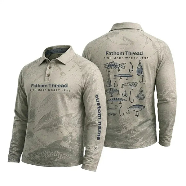 Fish More Worry Less Fishing Polo Long Sleeve Shirt