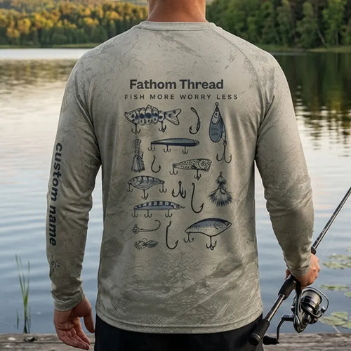 Fish More Worry Less Fishing Zip Long Sleeve Shirt